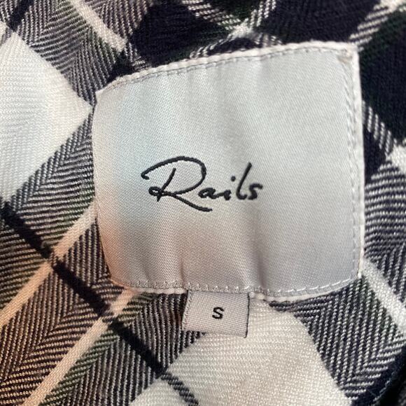 Rails Women's Hunter Plaid Black & White Rayon Button Up Shirt Size Small - Picture 6 of 8
